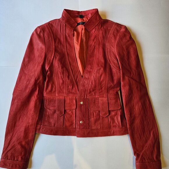 Hugo Boss Red Leather Jacket - Picture 1 of 13
